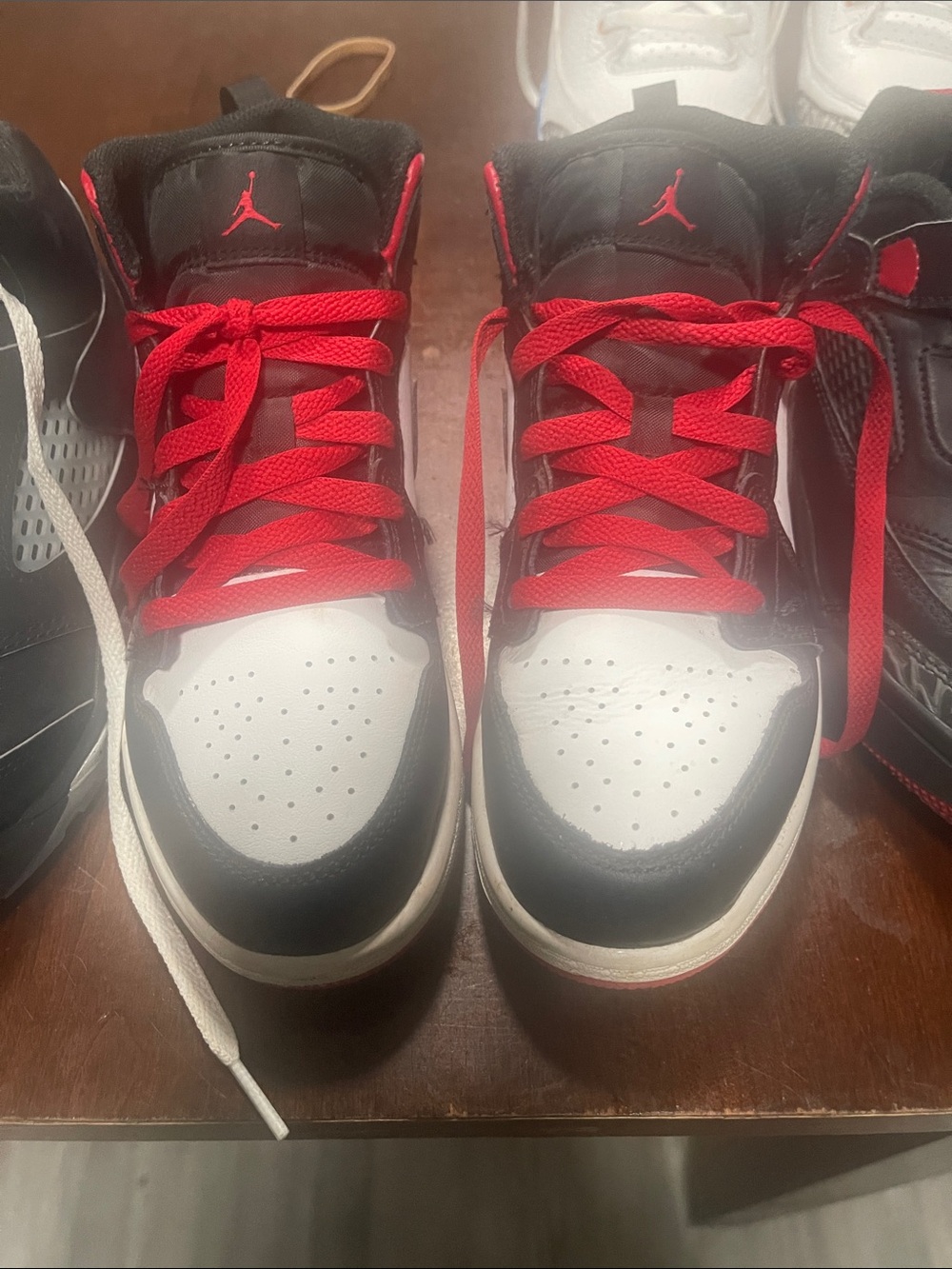 Jordan Kids Black White Red Low-Top Sneakers